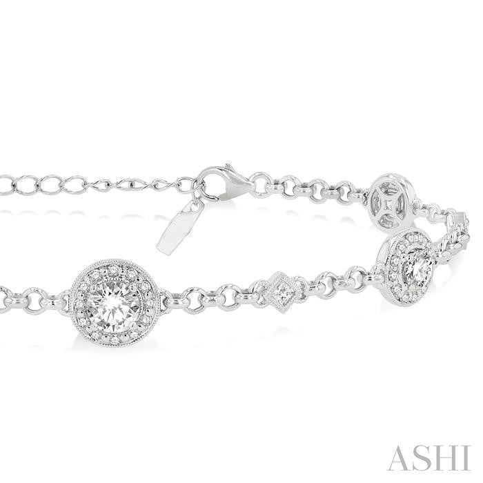 2 ctw Round and Princess Cut Diamond Bracelet in 18K White Gold
