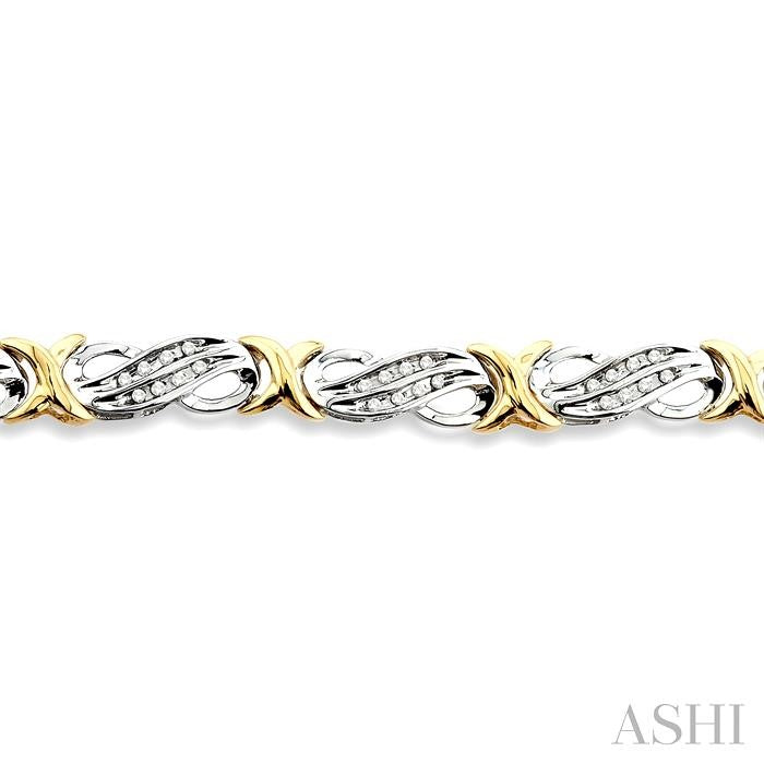 1/2 ctw Single Cut Diamond Fancy Bracelet in 14K white and yellow Gold