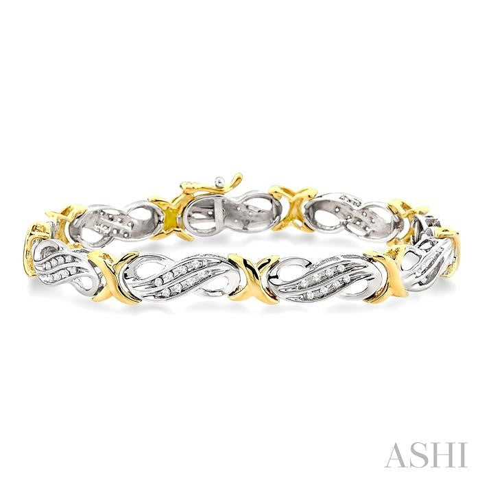 1/2 ctw Single Cut Diamond Fancy Bracelet in 14K white and yellow Gold