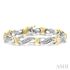 1/2 Ctw Round Cut Diamond Fancy Bracelet in 14K white and yellow Gold