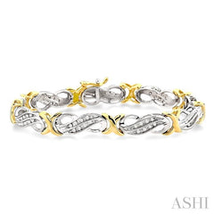 1/2 ctw Single Cut Diamond Fancy Bracelet in 14K white and yellow Gold