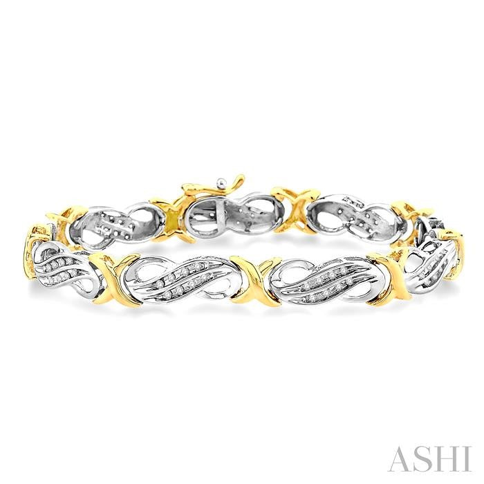 1/2 Ctw Round Cut Diamond Fancy Bracelet in 10K white and yellow Gold
