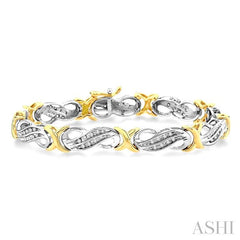 1/2 Ctw Round Cut Diamond Fancy Bracelet in 10K white and yellow Gold