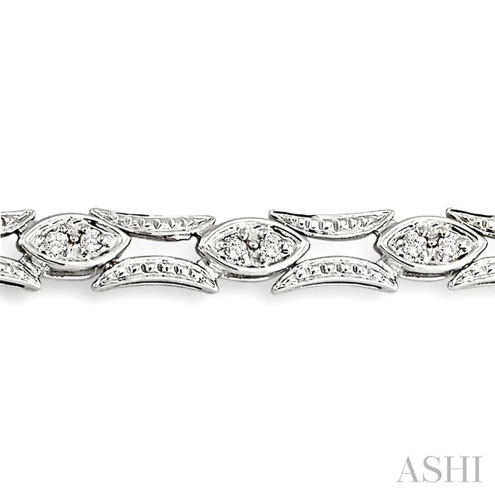 1/3 ctw Marquise Shape Single Cut Diamond Link Bracelet in 10K White Gold