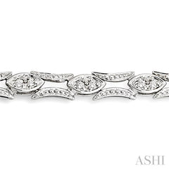 1/3 ctw Marquise Shape Single Cut Diamond Link Bracelet in 10K White Gold