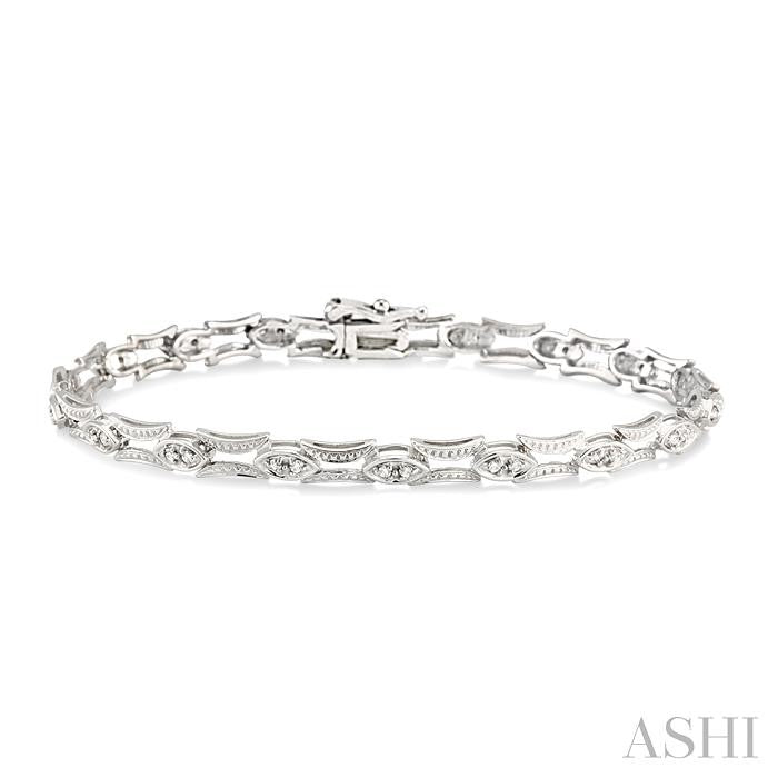 1/3 Ctw Marquise Shape Round Cut Diamond Link Bracelet in 10K White Gold