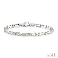 1/3 Ctw Marquise Shape Round Cut Diamond Link Bracelet in 10K White Gold