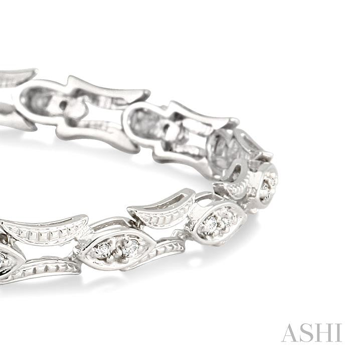 1/3 ctw Marquise Shape Single Cut Diamond Link Bracelet in 10K White Gold
