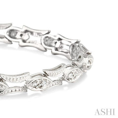 1/3 ctw Marquise Shape Single Cut Diamond Link Bracelet in 10K White Gold