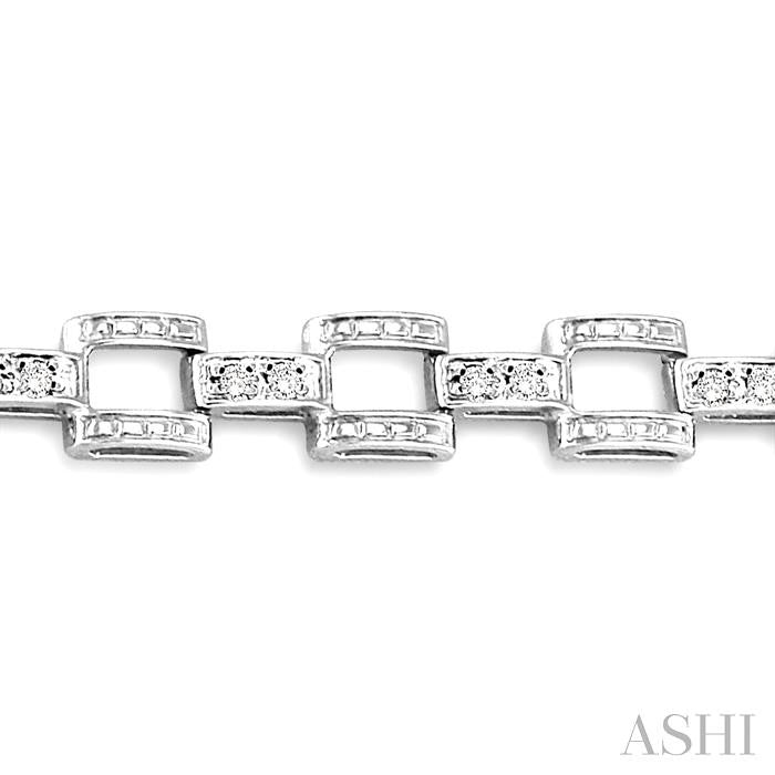 1/4 Ctw Round Cut Diamond Bar Link Bracelet in 10K White Gold