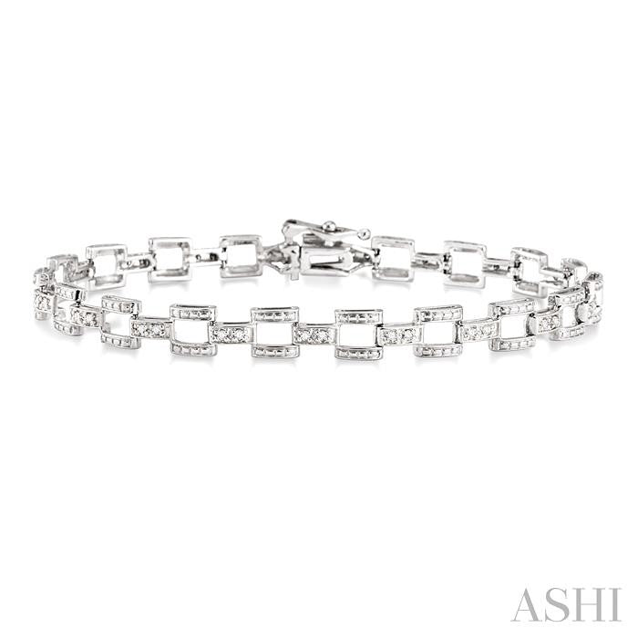 1/4 ctw Single Cut Diamond Bar Link Bracelet in 10K White Gold