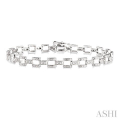 1/4 ctw Single Cut Diamond Bar Link Bracelet in 10K White Gold