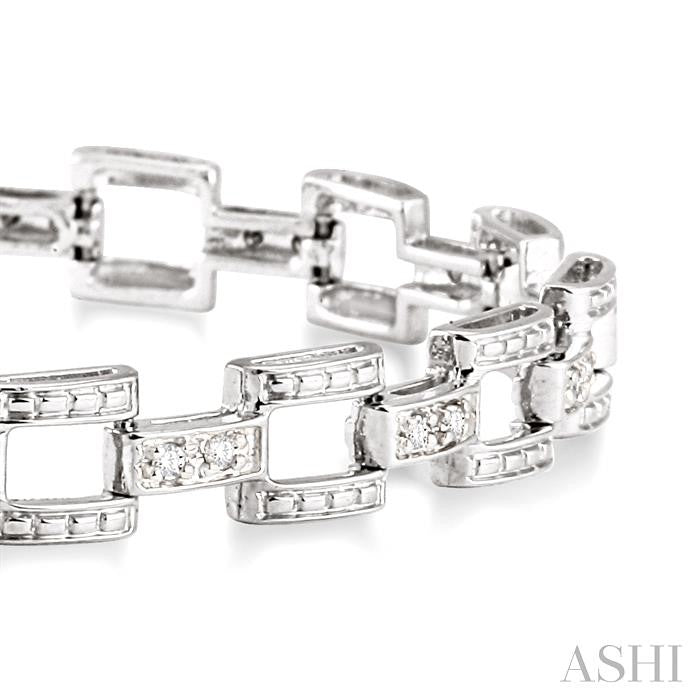 1/4 ctw Single Cut Diamond Bar Link Bracelet in 10K White Gold