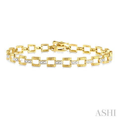 1/4 ctw Single Cut Diamond Bar Link Bracelet in 10K Yellow Gold