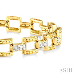 1/4 ctw Single Cut Diamond Bar Link Bracelet in 10K Yellow Gold