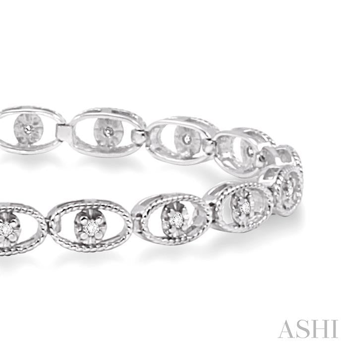 1/4 Ctw Oval Shape Round Cut Diamond Link Bracelet in 10K White Gold
