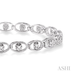 1/4 Ctw Oval Shape Round Cut Diamond Link Bracelet in 10K White Gold