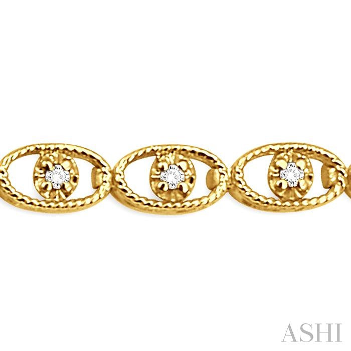1/4 ctw Oval Shape Single Cut Diamond Link Bracelet in 10K Yellow Gold