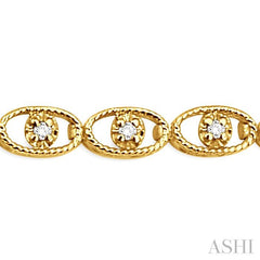 1/4 ctw Oval Shape Single Cut Diamond Link Bracelet in 10K Yellow Gold