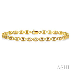 1/4 ctw Oval Shape Single Cut Diamond Link Bracelet in 10K Yellow Gold