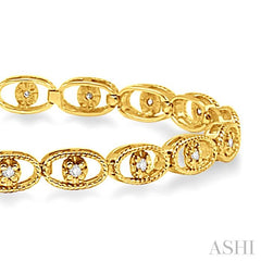 1/4 ctw Oval Shape Single Cut Diamond Link Bracelet in 10K Yellow Gold