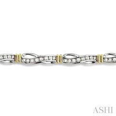 1 ctw Round Cut Diamond Fancy Bracelet in 14K White and Yellow Gold