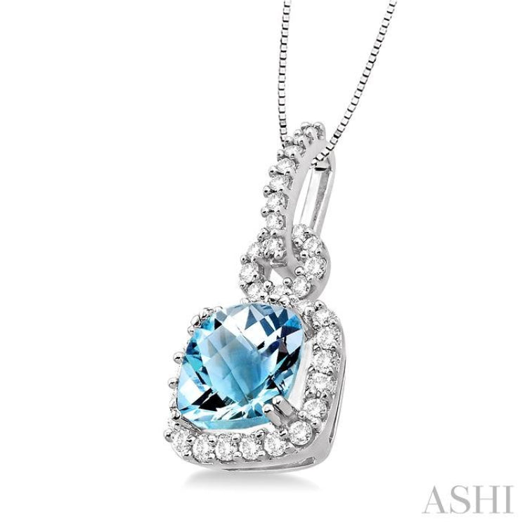 Cushion Shape Gemstone & Halo Diamond Pendant