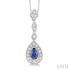 Pear Shape Gemstone & Halo Diamond Pendant