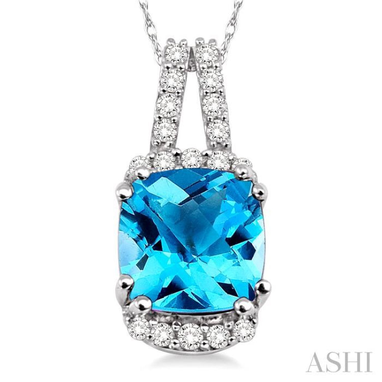 Cushion Shape Gemstone & Diamond Pendant