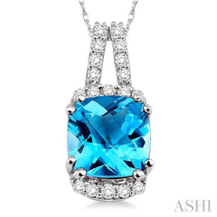 Cushion Shape Gemstone & Diamond Pendant