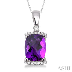 Cushion Shape Gemstone & Diamond Pendant