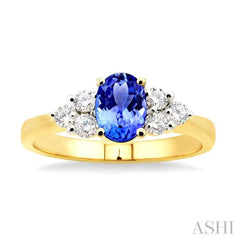 Oval Shape Gemstone & Diamond Ring