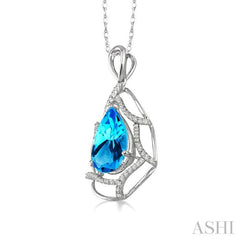 Pear Shape Gemstone & Diamond Pendant