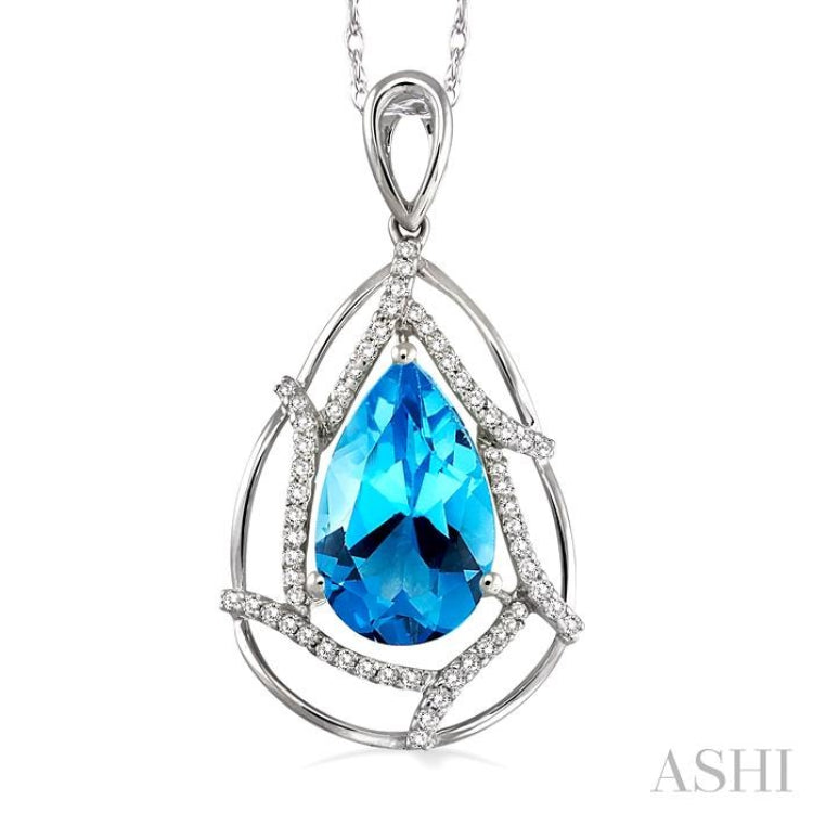 Pear Shape Gemstone & Diamond Pendant