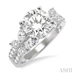 Round Shape Semi-Mount Diamond Engagement Ring