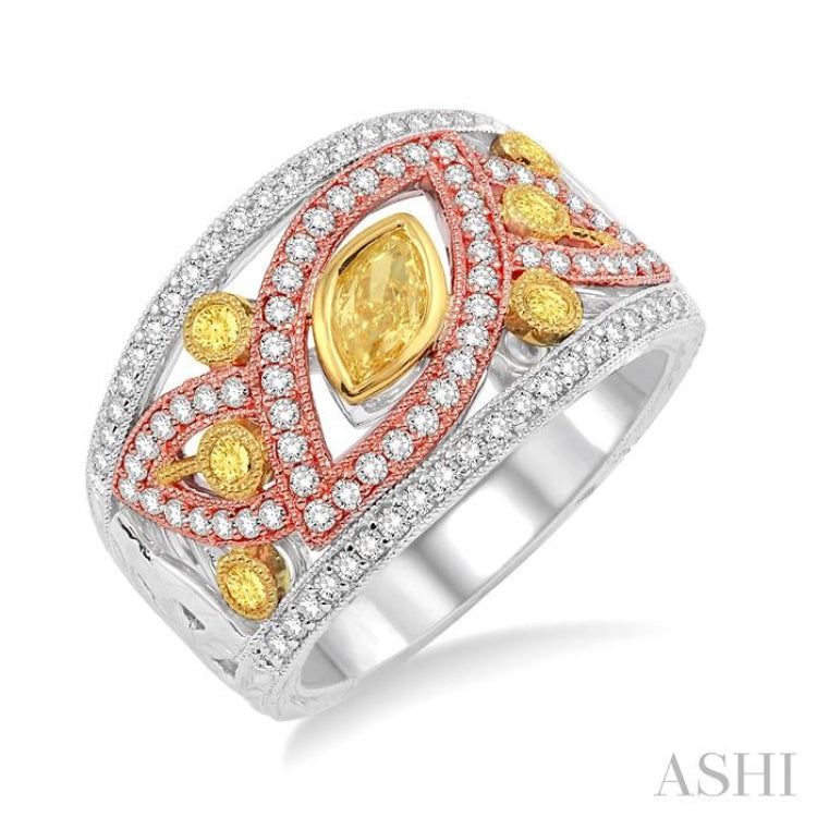 Marquise Shape Yellow Diamond Fashion Ring