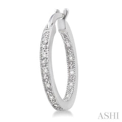 1/10 Ctw Round Cut Diamond Hoop Earrings in Sterling Silver