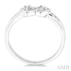 1/10 Ctw Round Cut Diamond Twin Heart Ring in Sterling Silver