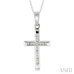 Silver Cross Channel Set Diamond Pendant