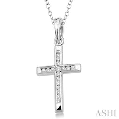 Silver Cross Channel Set Diamond Pendant