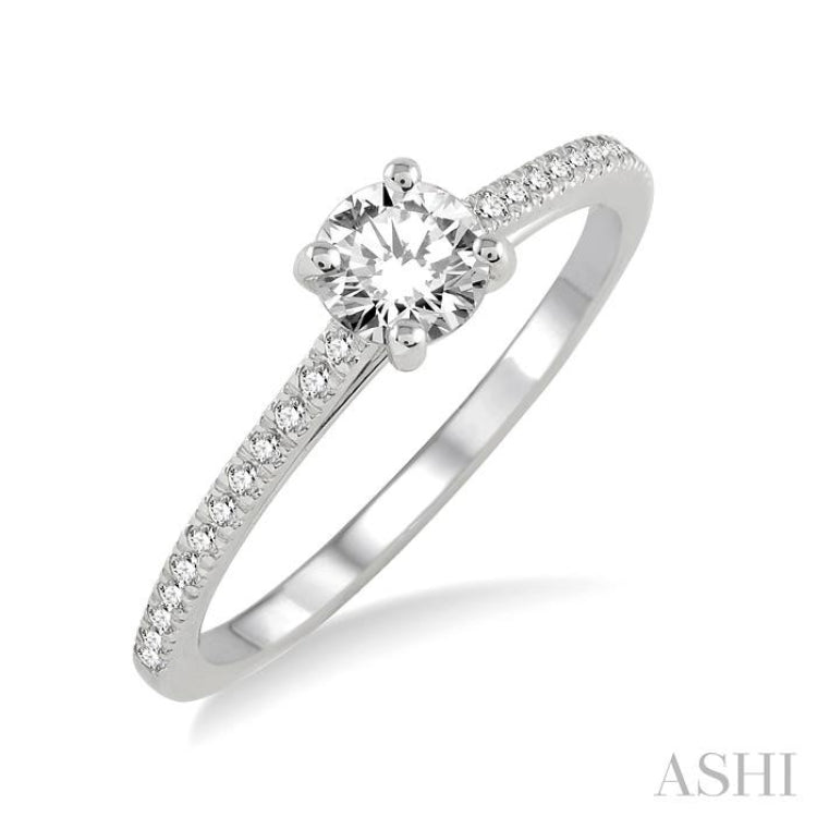 Round Shape Semi-Mount Diamond Engagement Ring