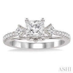 Princess Shape Past Present & Future Diamond Engagement Ring