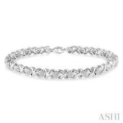 Silver Heart Shape Diamond Bracelet