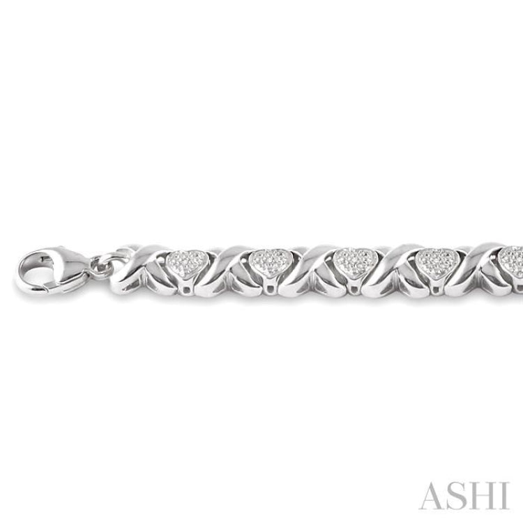 Silver Heart Shape Diamond Bracelet