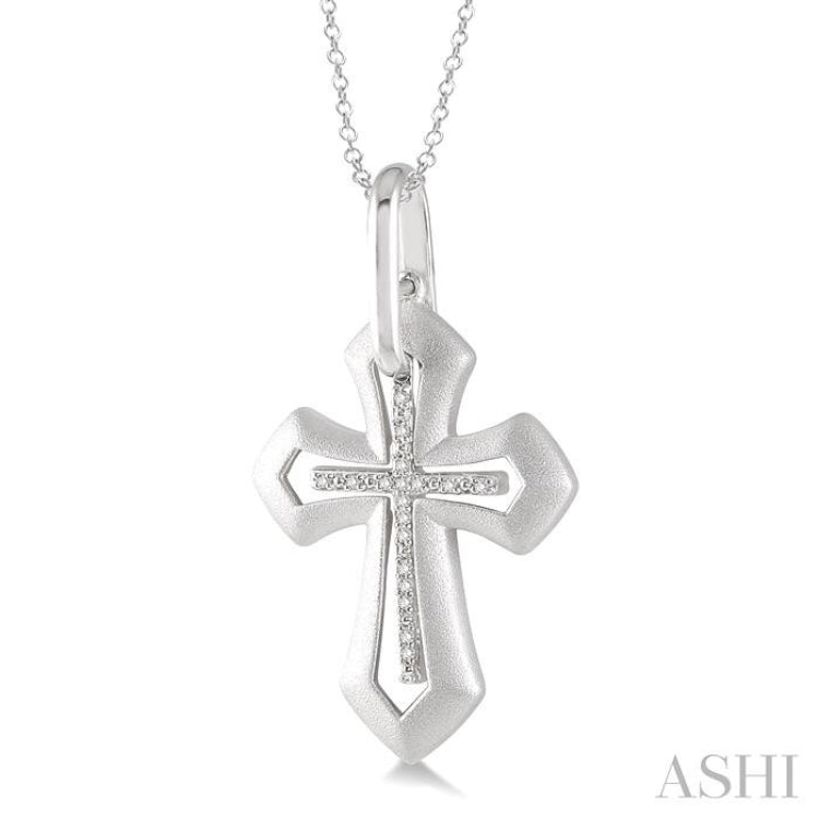 Silver Cross Diamond Pendant