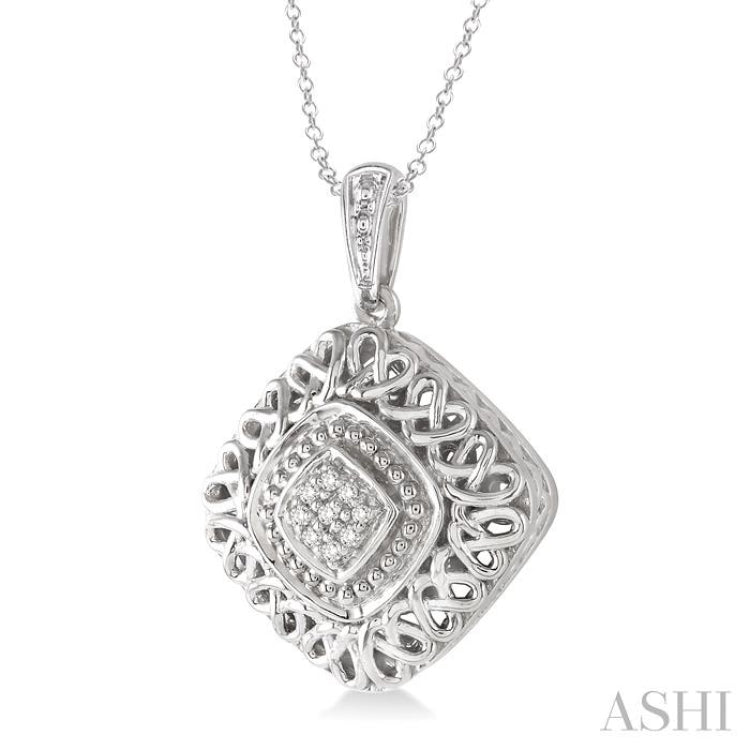 Silver Cushion Shape Diamond Pendant