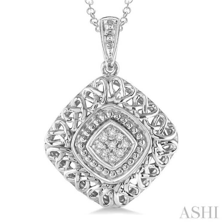 Silver Cushion Shape Diamond Pendant