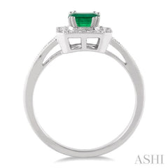 Emerald Shape Gemstone & Halo Diamond Ring