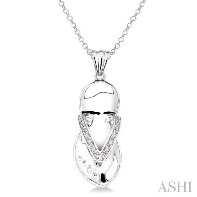 Silver Flip Flop Diamond Fashion Pendant