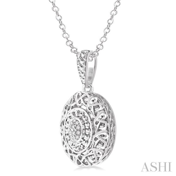 Silver Oval Shape Diamond Pendant